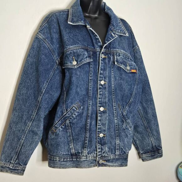 Vintage 80s Jordache Size Medium Classic Denim Jean Jacket Trucker Blue Retro - Picture 4 of 7